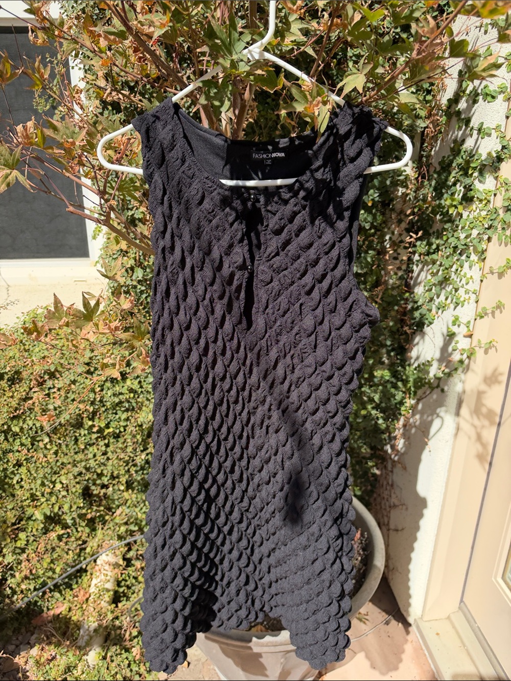 Fashion Nova Black Textured Tank Dress